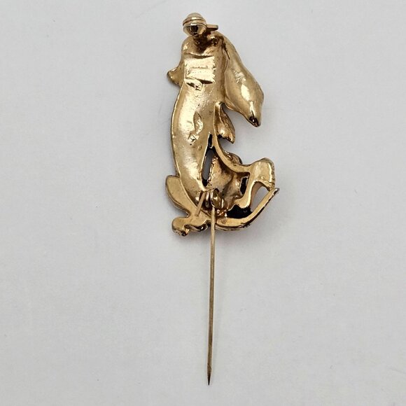 Vtg Brooch & Earrings Bassett Hound Dog 70s Classy Elegant Statement Jewelry Set - Picture 10 of 16